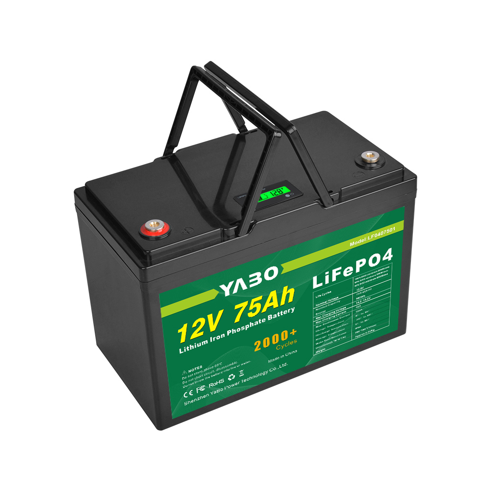 YABO 12V 75Ah LiFePO4 Batterij met Overladingsbescherming voor Huisopslag